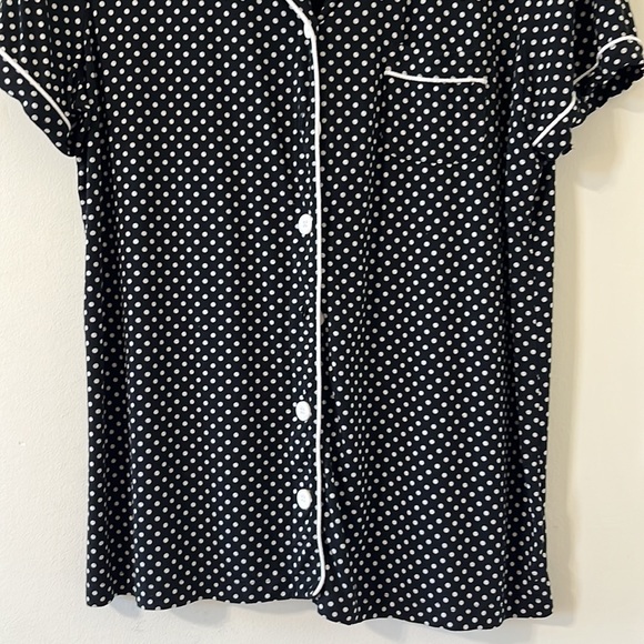 Soma Cool Nights Black White Polka Dot Short Sleeve Button Down Pajama Top Sz M - Picture 3 of 9
